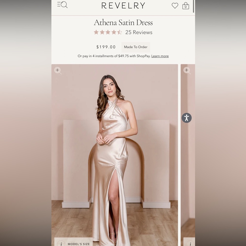 Reverly Athena Gold Champagne Bridesmaids Dress